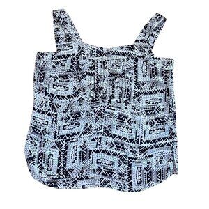 Cleo Petites SLeeveless Blouse Womens Lg Navy & White Geometric Polyester